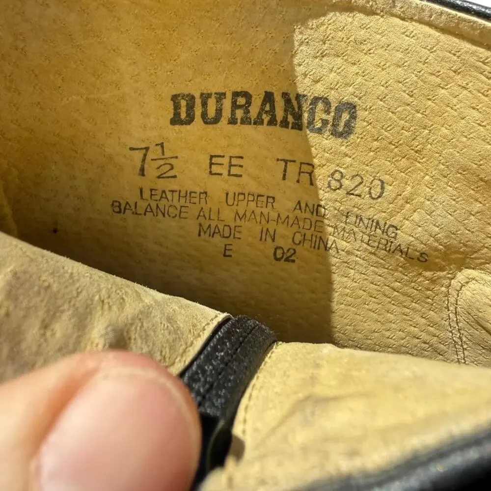 Durango Western Side Zip Dress Cowboy Boot Black Leather Men size 7.5 EE
